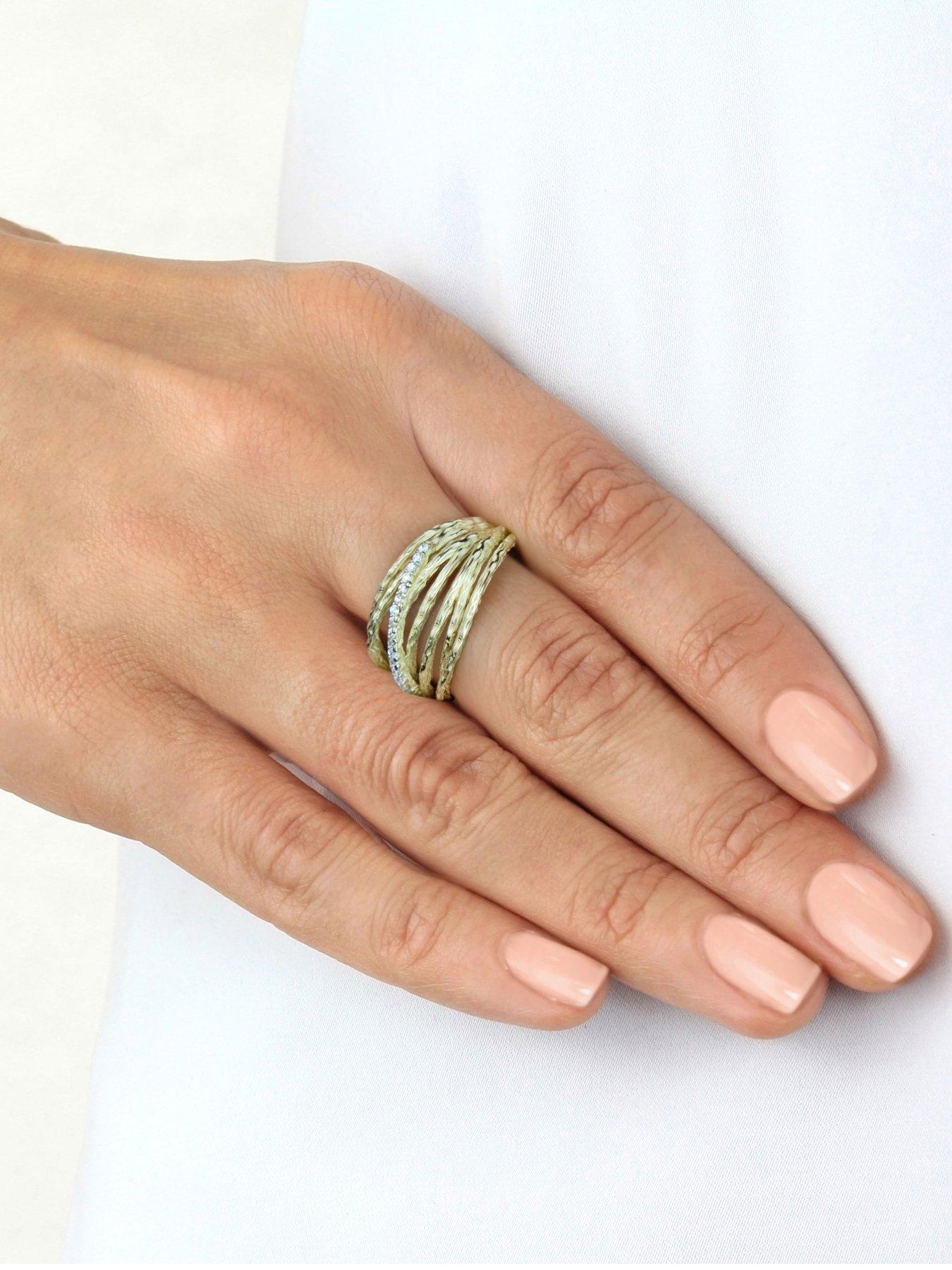 Crossover wide ring with diamonds clearance