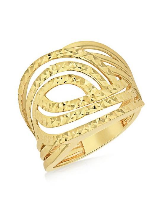 front image of love-gold-9ct-yellow-gold-15mm-diamond-cut-swirl-ring