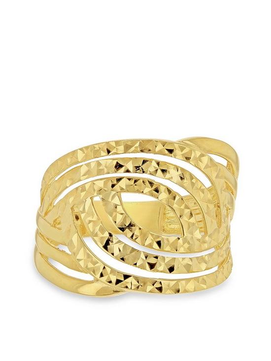 stillFront image of love-gold-9ct-yellow-gold-15mm-diamond-cut-swirl-ring