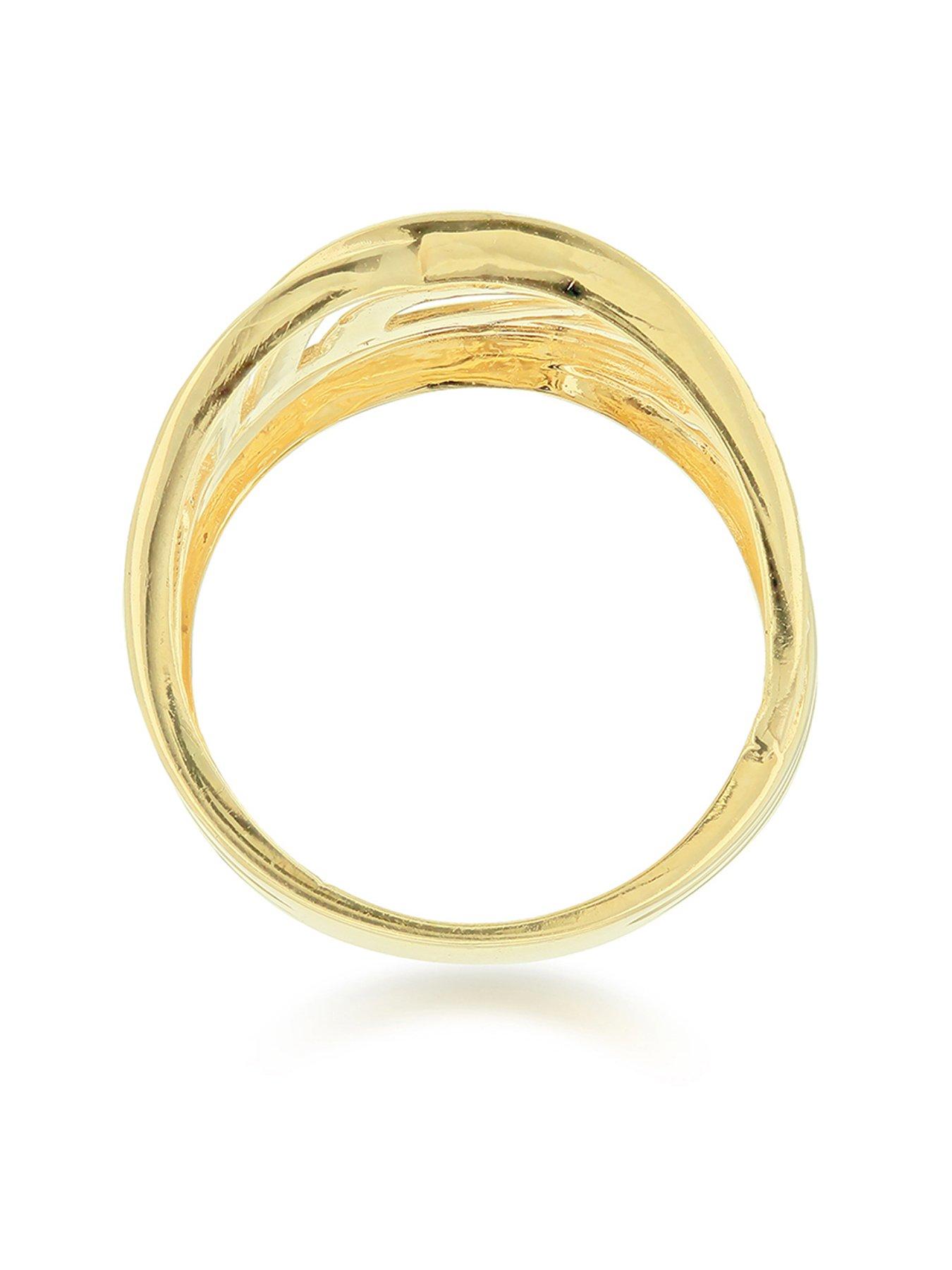  image of the-love-collection-9ct-yellow-gold-15mm-diamond-cut-swirl-ring