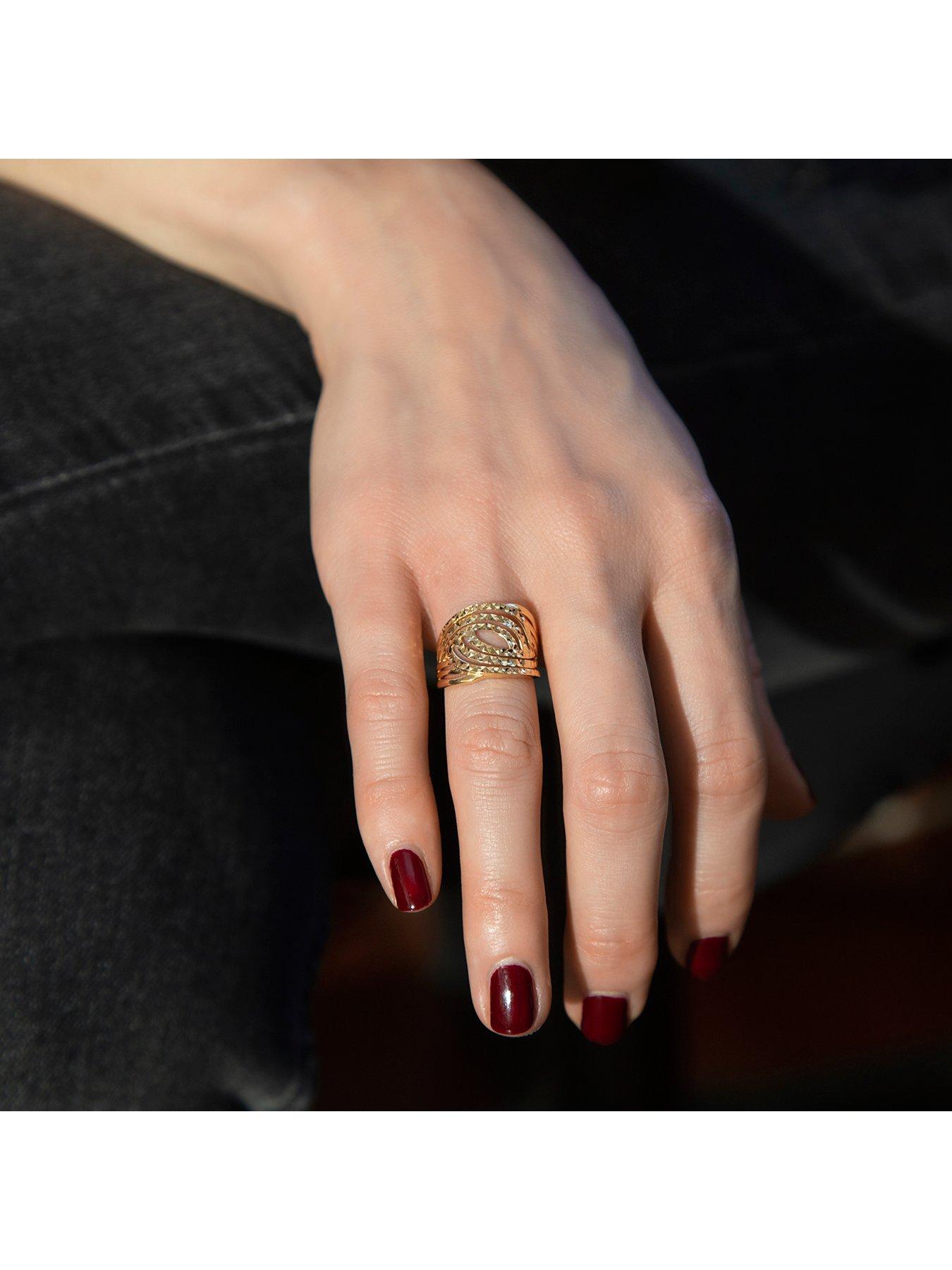  image of love-gold-9ct-yellow-gold-15mm-diamond-cut-swirl-ring
