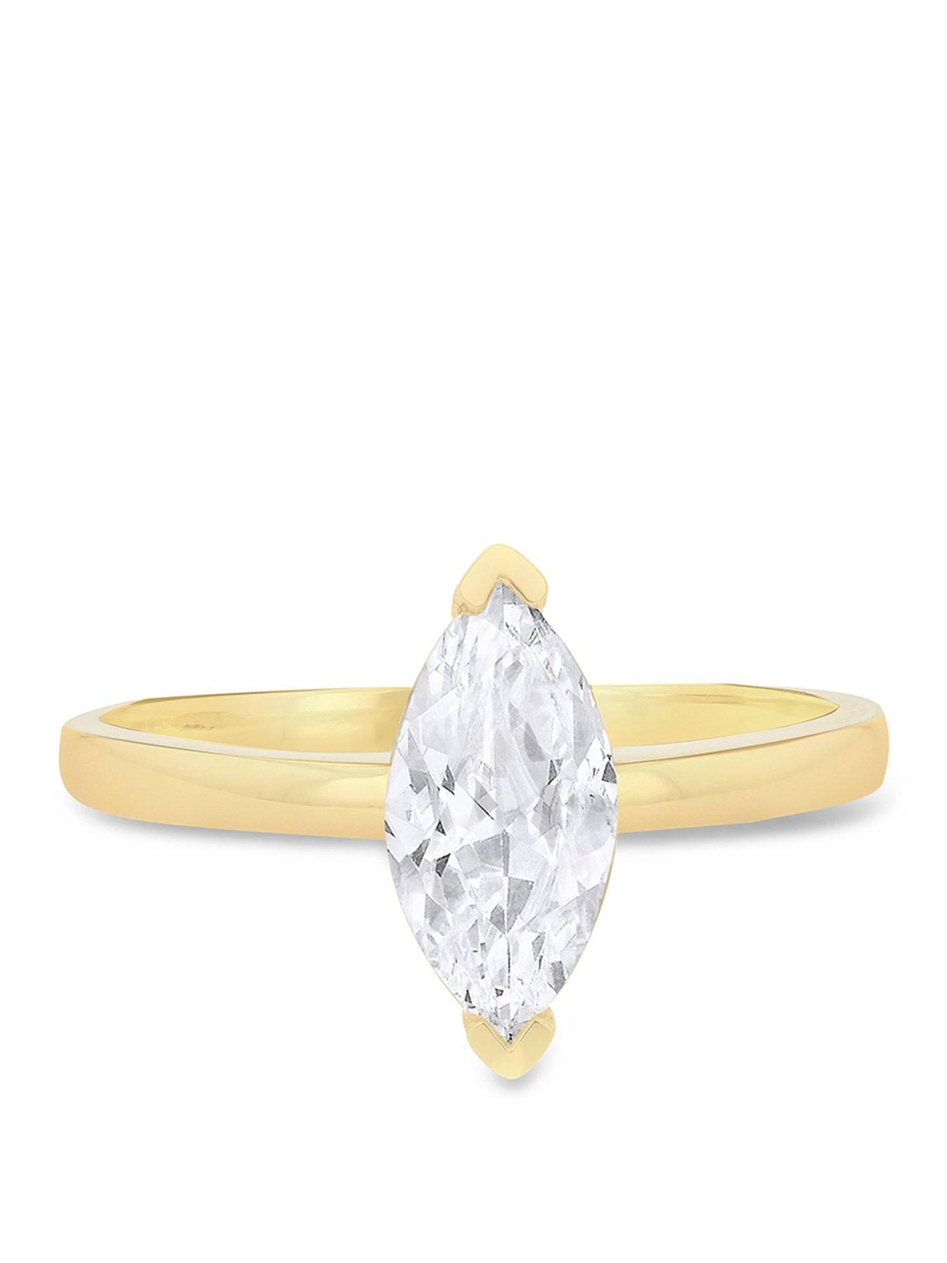 Image 1 of 4 of The Love Collection 9ct Yellow Gold 5mm Cubic Zirconia Marquise Solitaire Ring