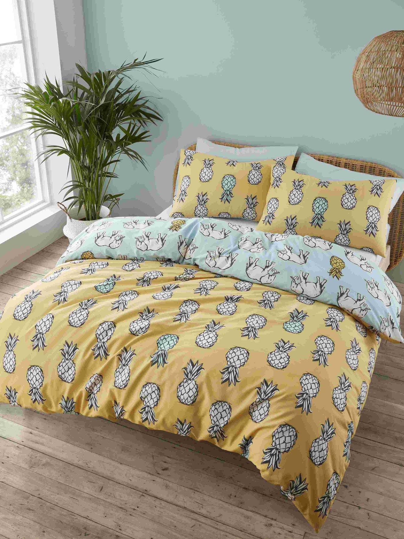 Pineapple Elephant Caspian Waffle Texture 100% Cotton Duvet Cover Set