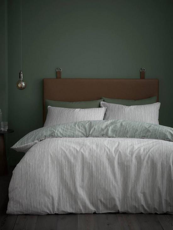 front image of content-by-terence-conran-rupert-cotton-stripe-duvet-cover-set-green