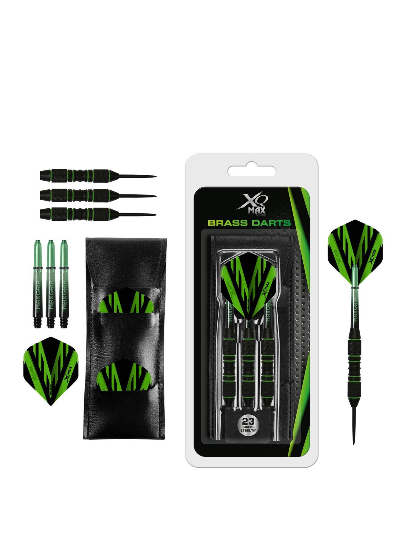 XQ Max Black Coated Steel Darts Set - Striped Green 23g