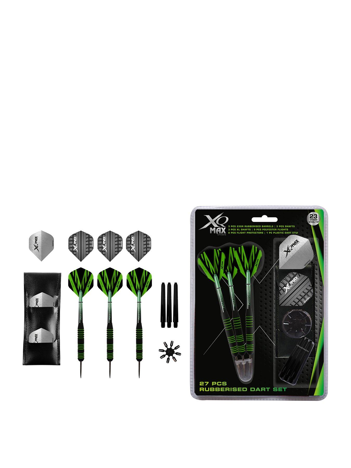 xq-max-rubberised-blackgreen-coated-steel-darts-set-23g