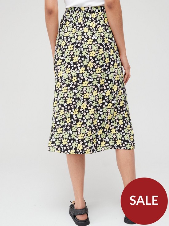 stillFront image of v-by-very-side-split-printed-midi-skirt-floral