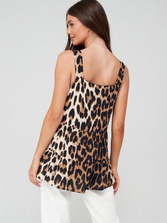stillFront image of v-by-very-tiered-woven-cami-animal-print