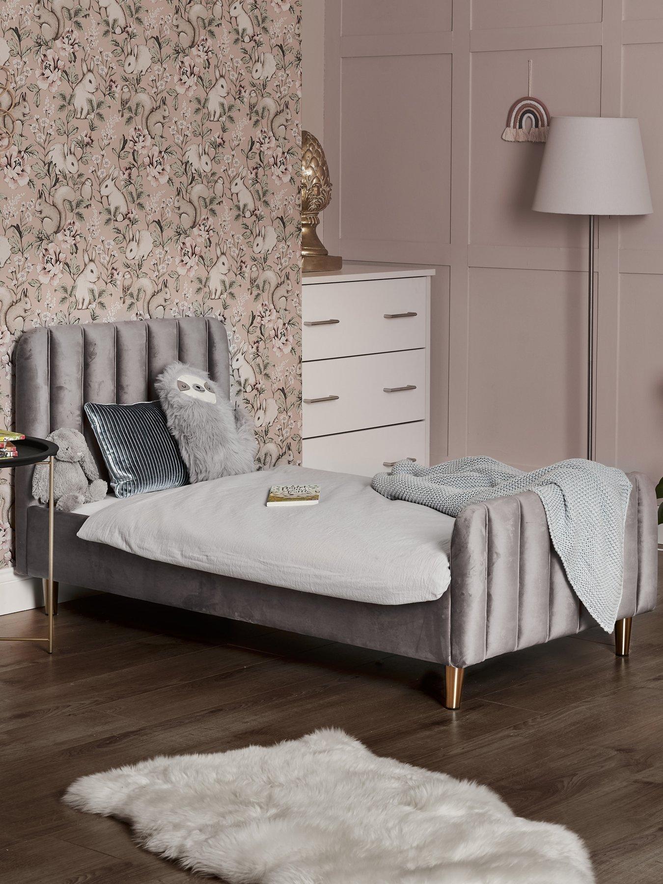 undefined Gatsby Velvet Toddler Bed (Grey)