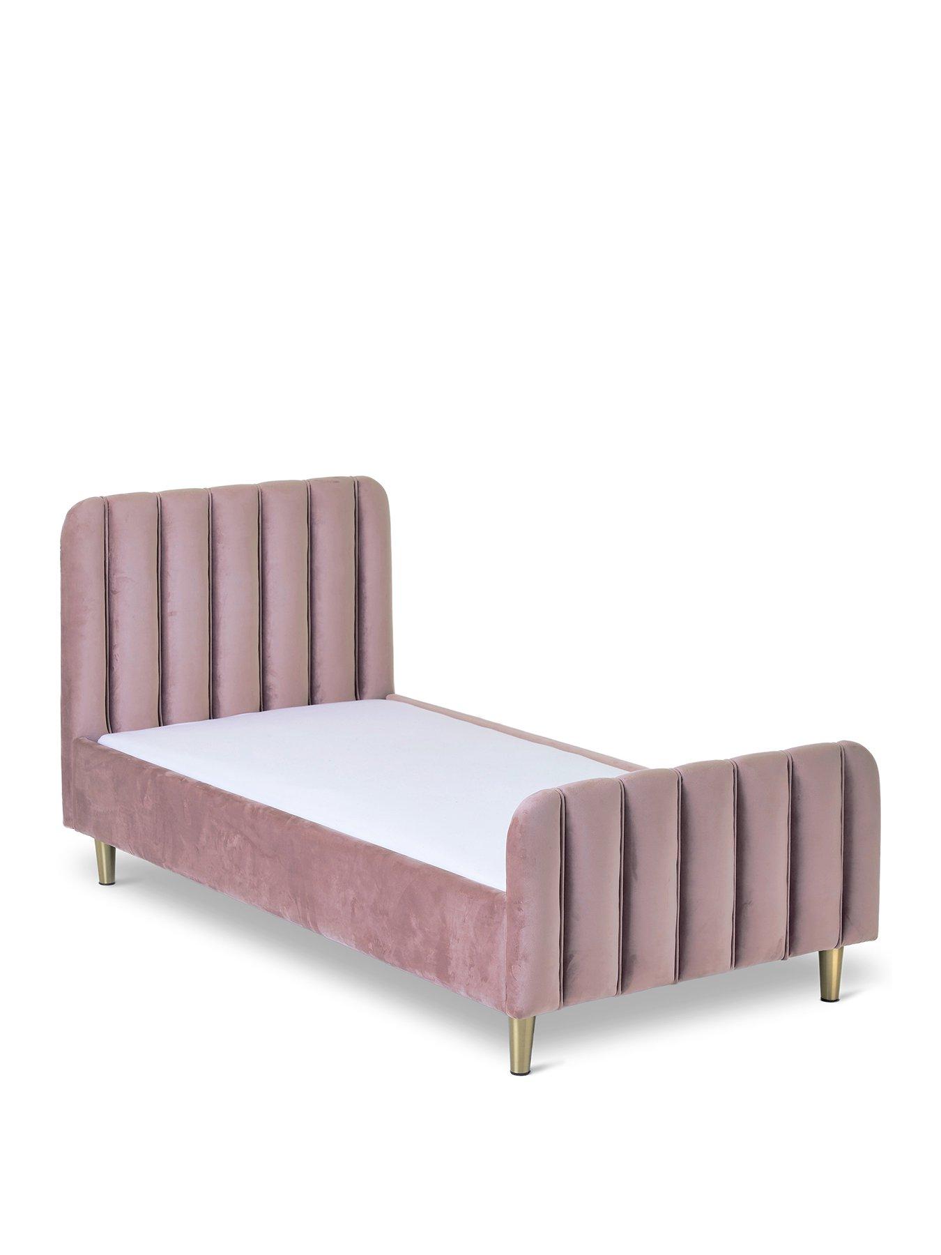  image of obaby-gatsby-velvet-toddler-bed-pink