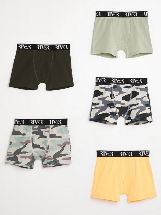 front image of river-island-boys-5-pack-camo-boxer-shorts-multi