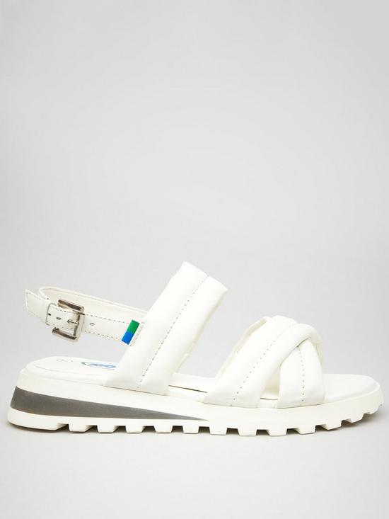 front image of pod-clara-flat-sandals-white
