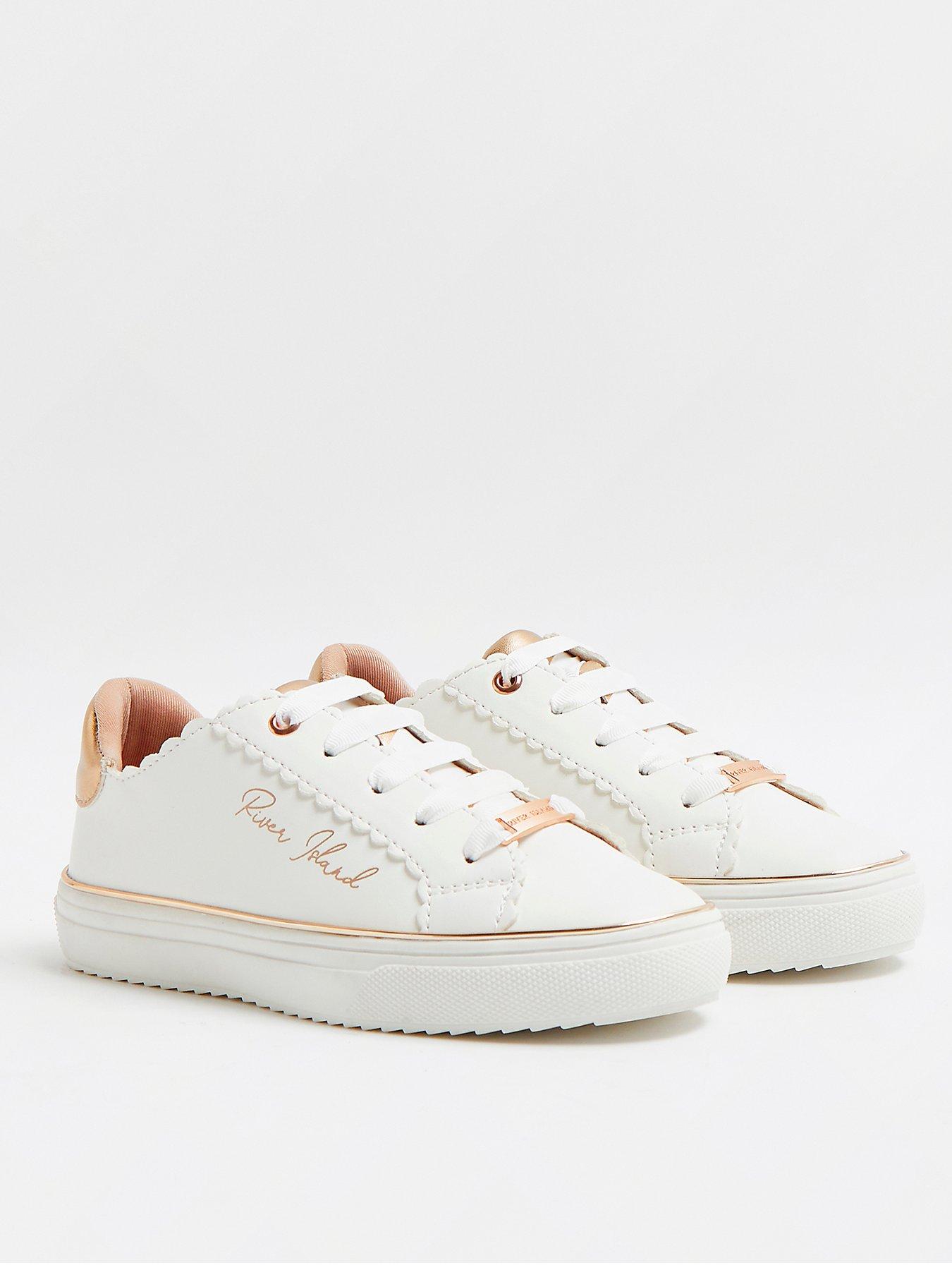 River Island Girls Scallop Plim Trainers-White | littlewoods.com