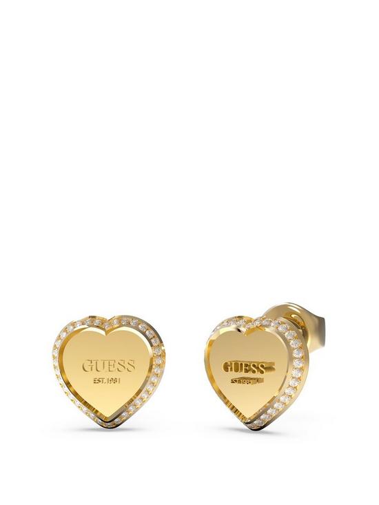 front image of guess-fine-heart-stud-earrings-ladies