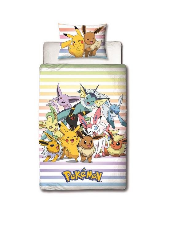 front image of pokemon-group-single-duvet-cover-set-multi