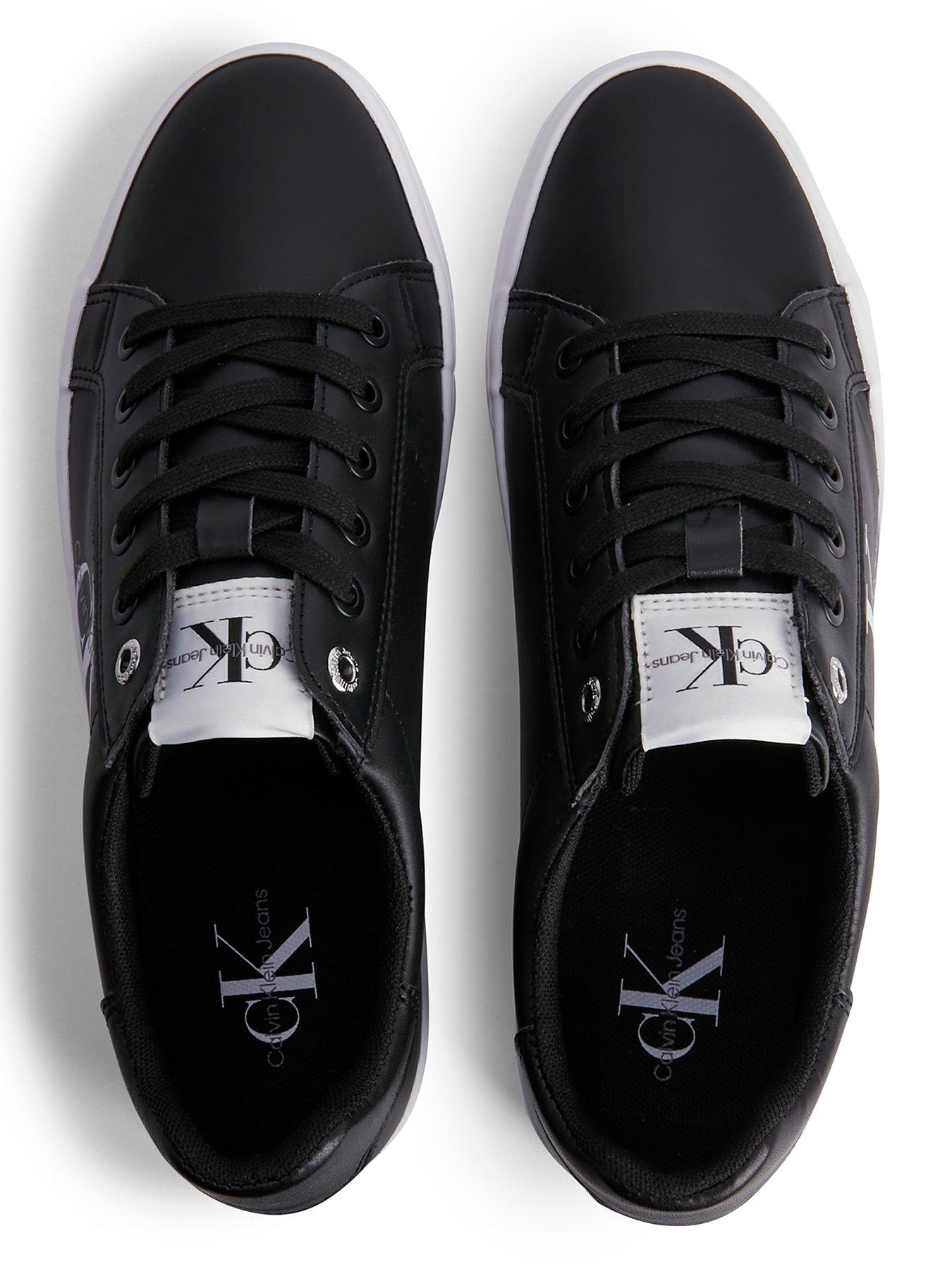  image of calvin-klein-jeans-monogram-leather-trainers-black