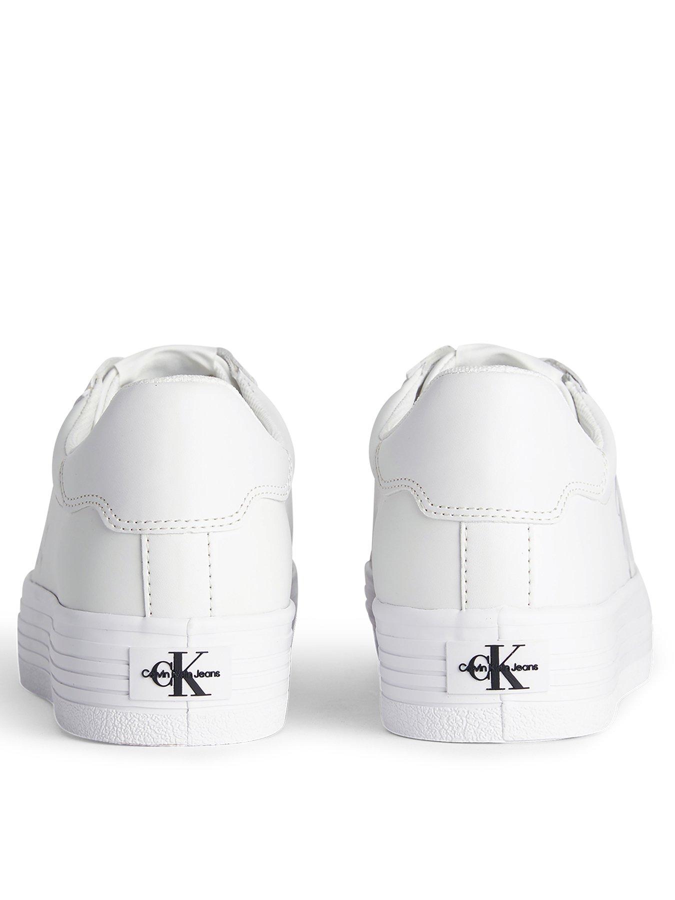 Image 3 of 5 of Calvin Klein Jeans Leather Platform Logo&nbsp;Trainers - White