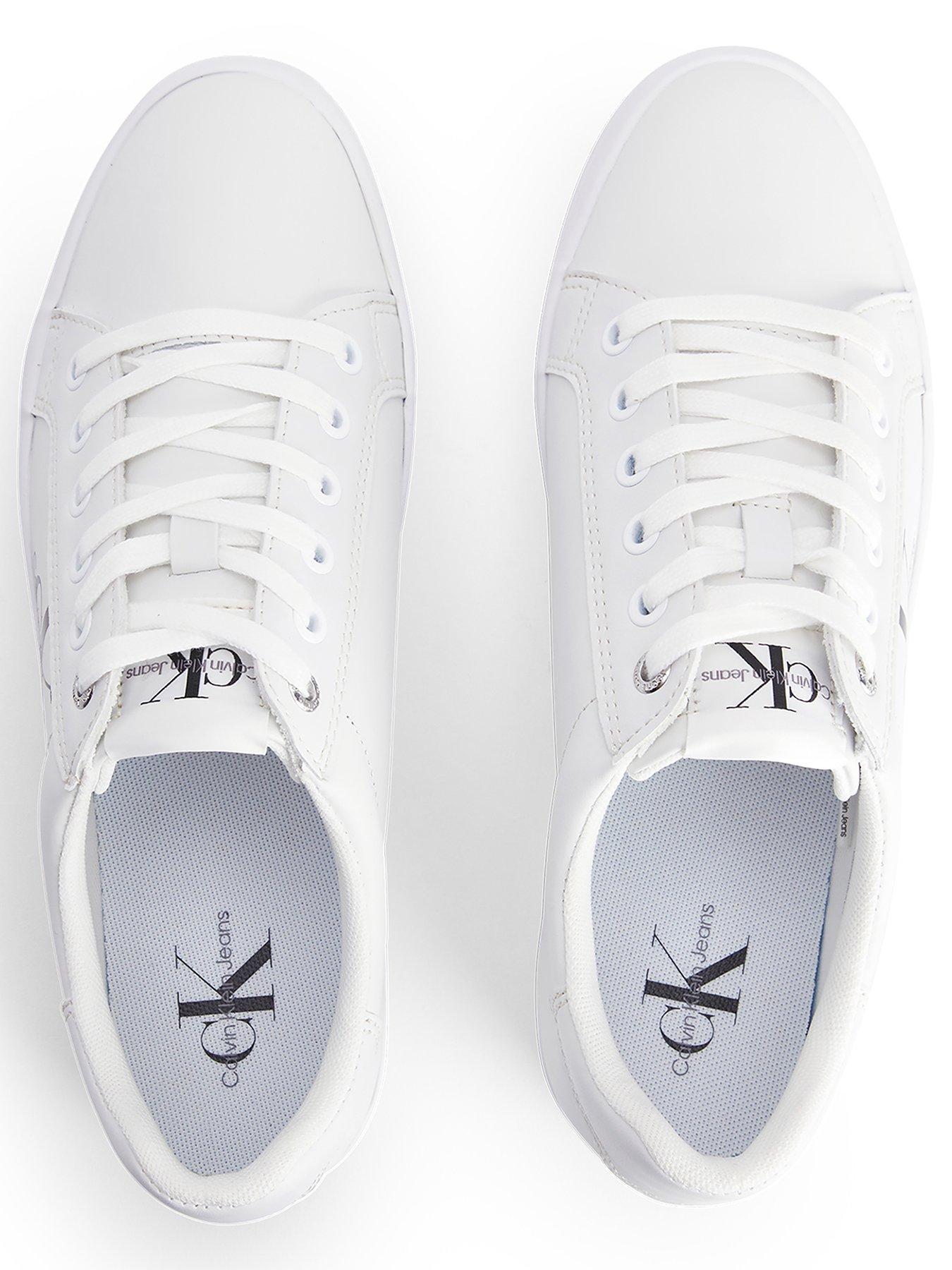 Image 4 of 5 of Calvin Klein Jeans Leather Platform Logo&nbsp;Trainers - White
