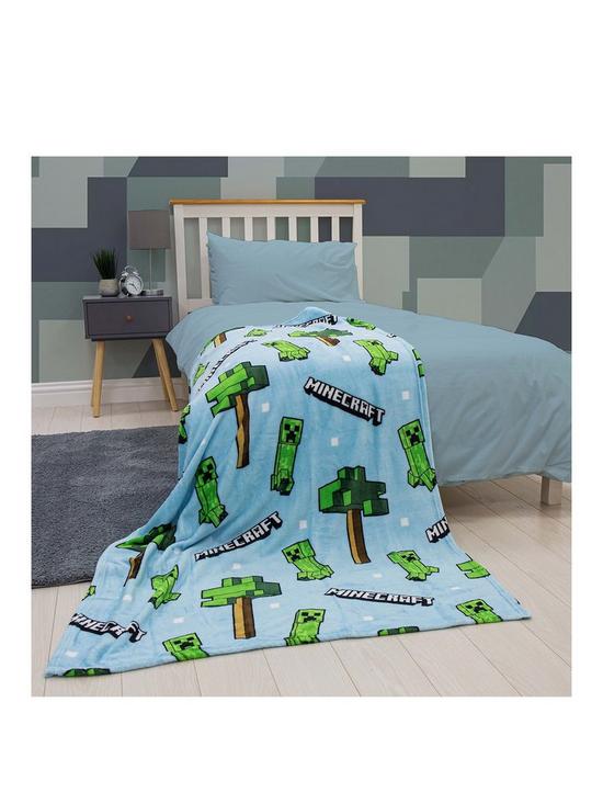 front image of minecraft-epic-rotary-fleece-blanket-multi