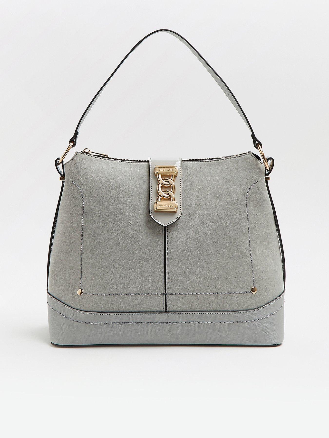 Habitual conductor Clip mariposa River Island Chain Front Slouch Bag - Grey | littlewoods.com