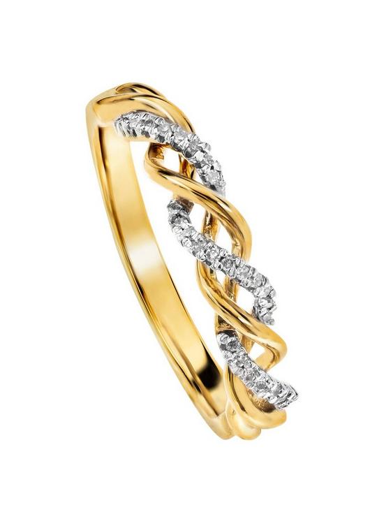 front image of love-diamond-9ct-yellow-gold-diamond-entwined-eternity-ring