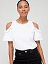  image of v-by-very-cold-shoulder-frill-t-shirt-whitenbsp