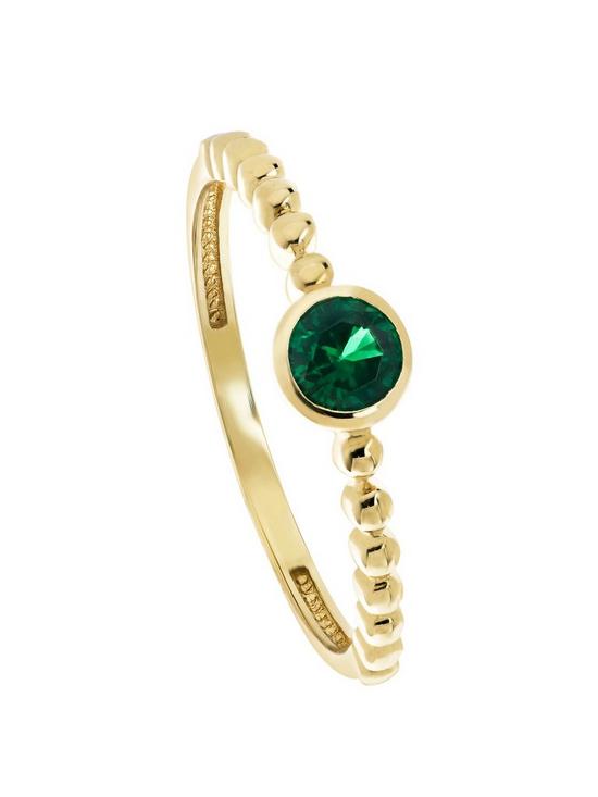 front image of love-gold-9ct-yellow-gold-green-cubic-zirconia-beaded-ring