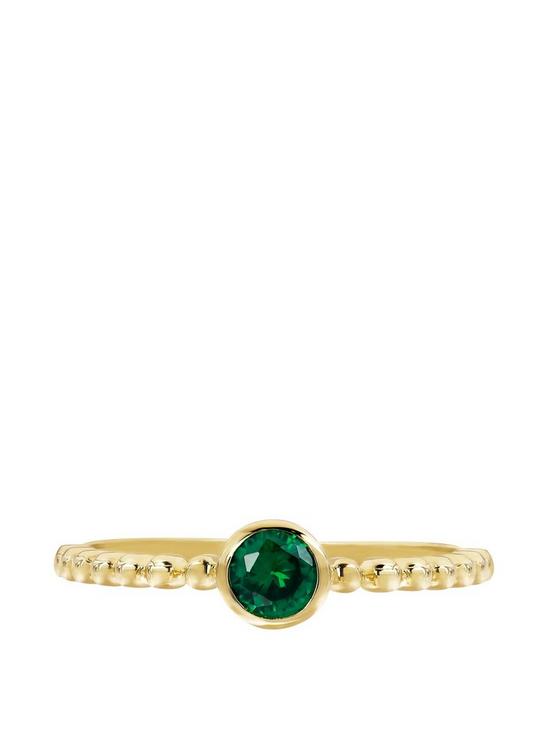 stillFront image of love-gold-9ct-yellow-gold-green-cubic-zirconia-beaded-ring
