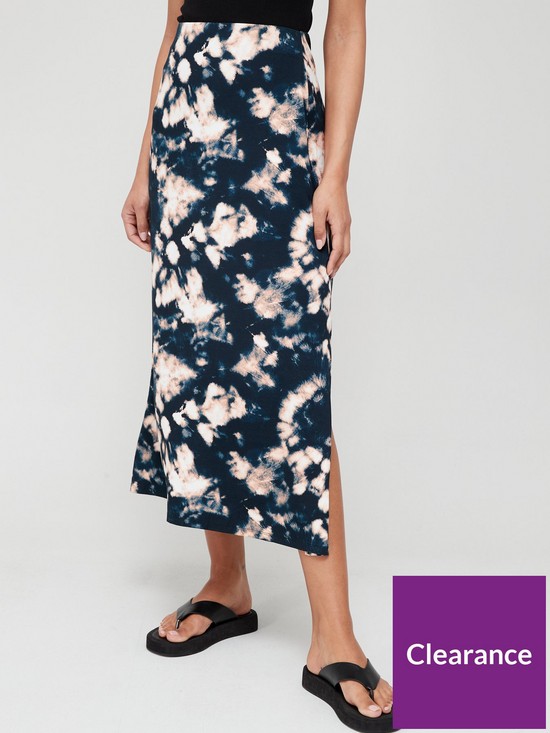 front image of v-by-very-side-split-midaxi-skirt-tie-dye