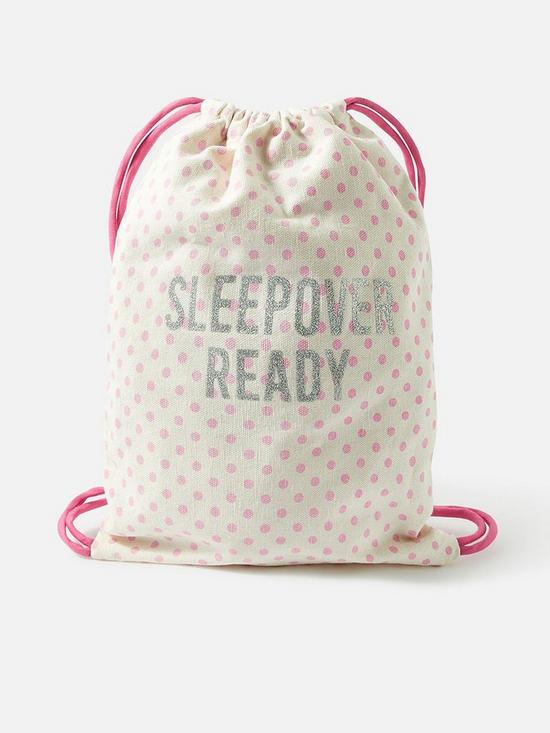 front image of accessorize-girls-sleepover-ready-drawstring-bag-pink