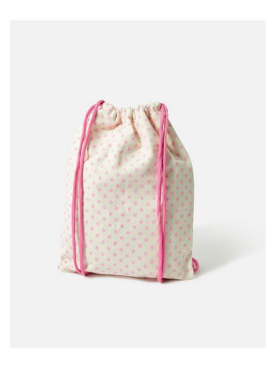back image of accessorize-girls-sleepover-ready-drawstring-bag-pink