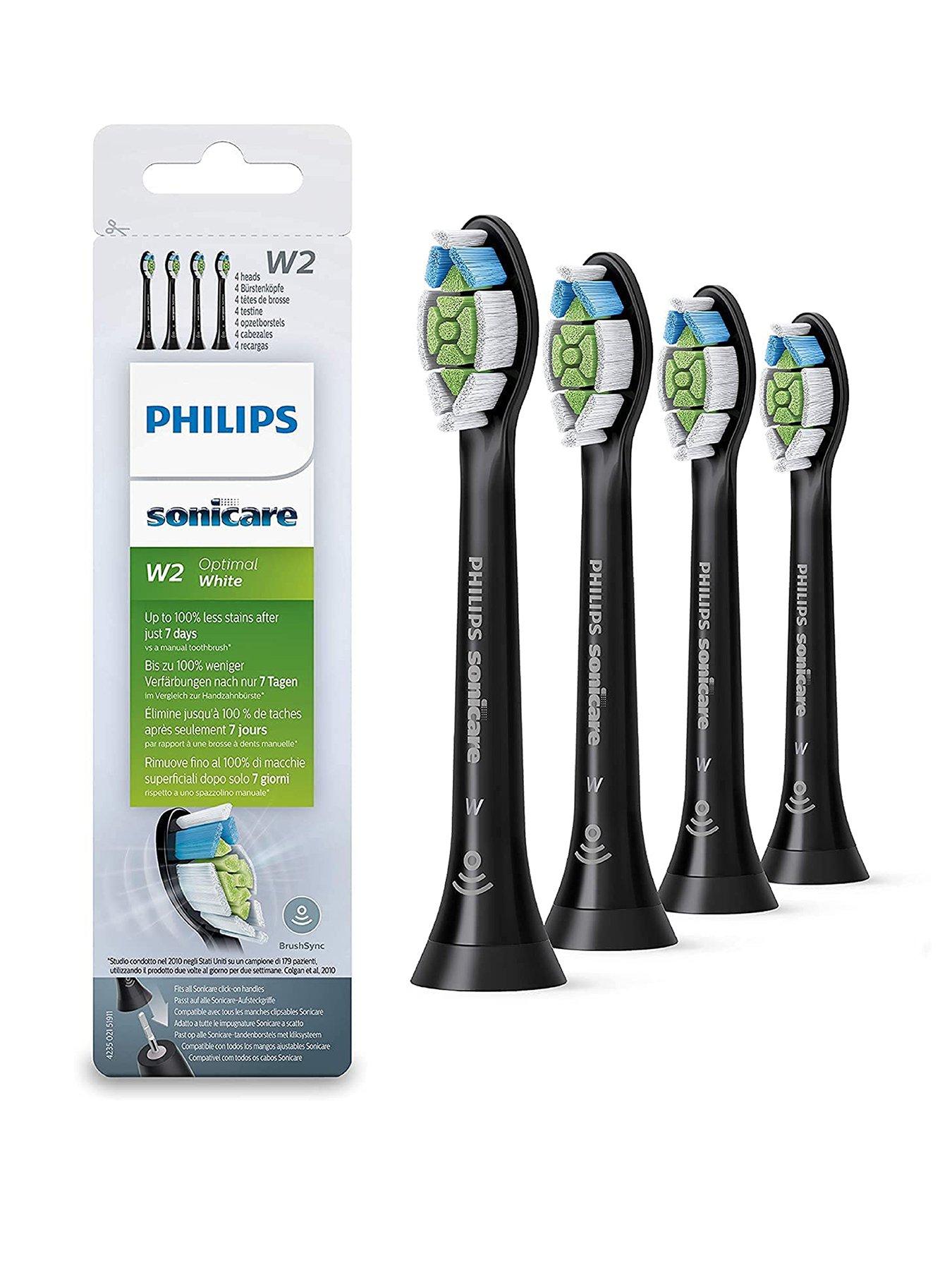 undefined Sonicare W2 Optimal White Replacement Toothbrush Heads, Pack of 4, Black, HX6064/11