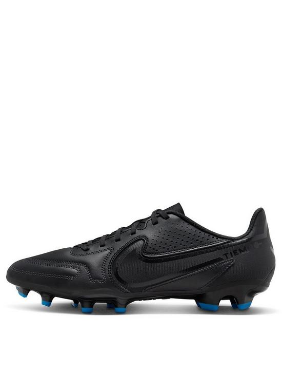 front image of nike-mens-tiempo-9-club-multi-ground-football-boots-black