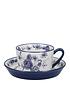  image of london-pottery-blue-rose-teacup-and-saucer