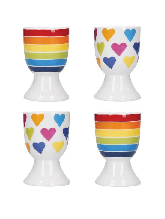 front image of kitchencraft-rainbow-set-of-4-egg-cups