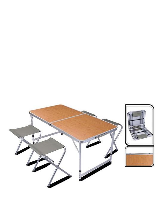 front image of redcliffs-camping-table-with-4-folding-chairs-set