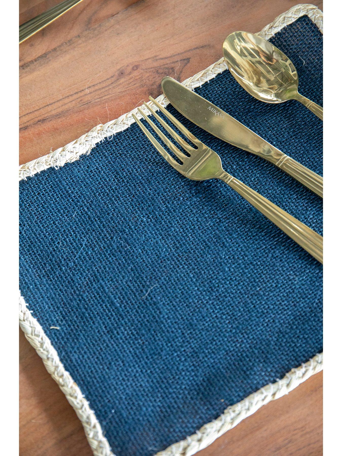  image of creative-tops-jute-blue-set-of-4-placemats