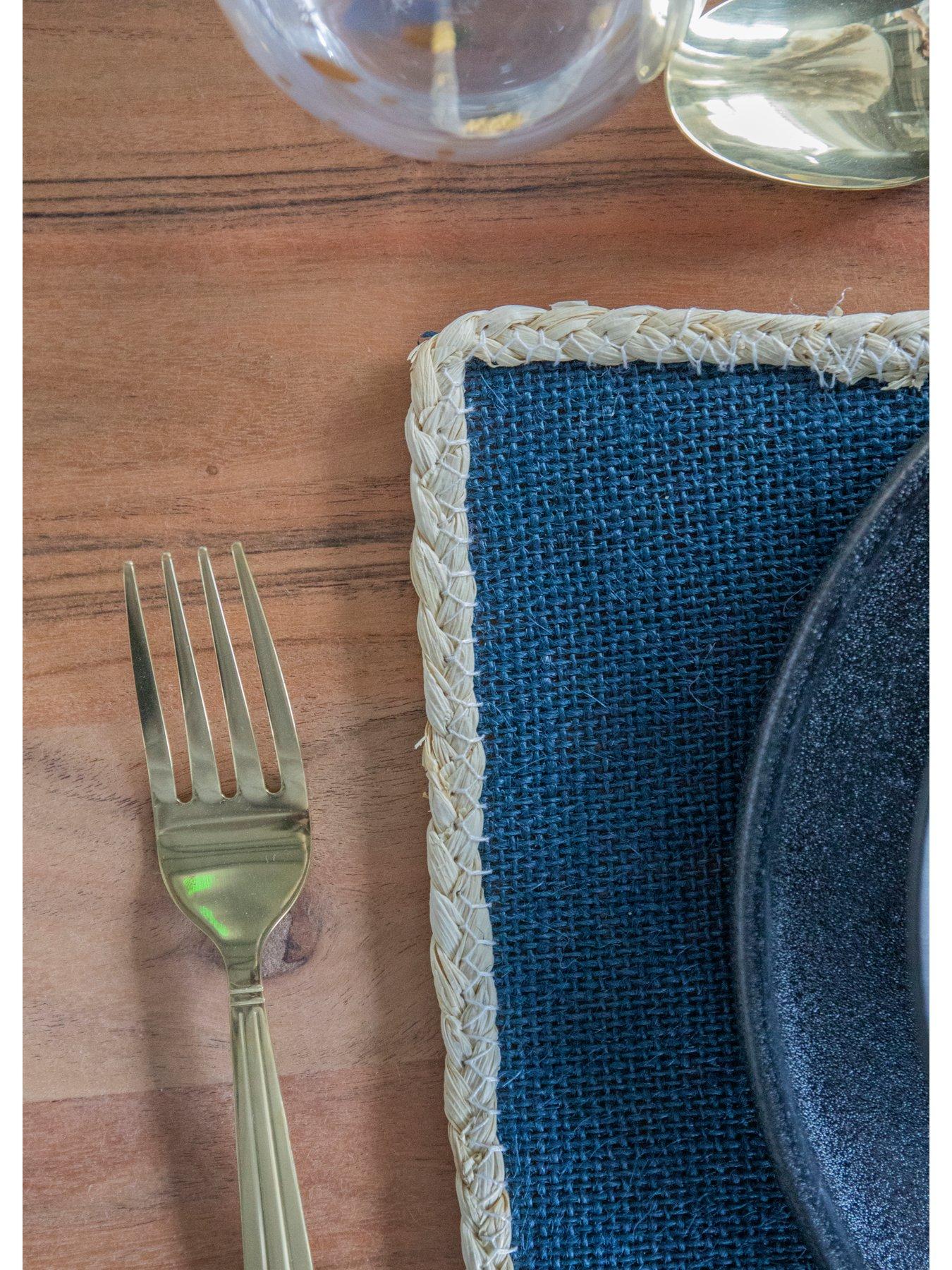  image of creative-tops-jute-blue-set-of-4-placemats