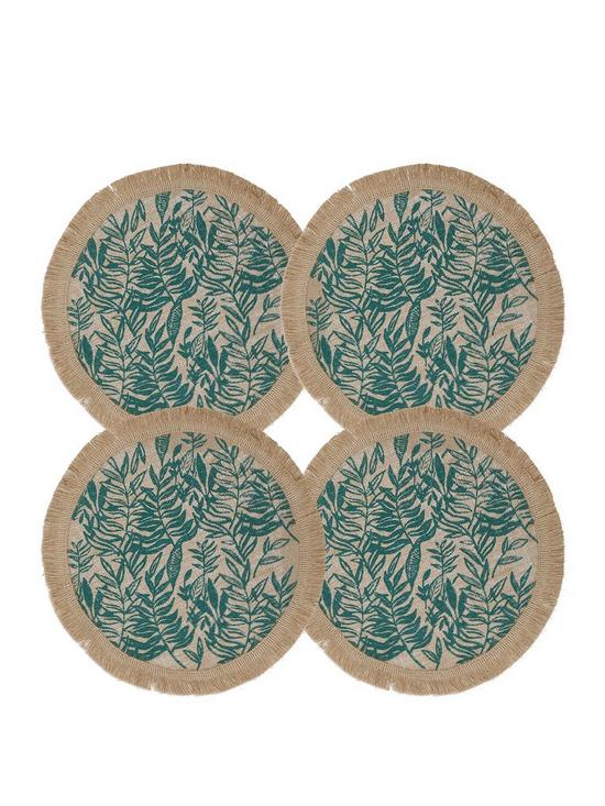 front image of creative-tops-green-leaf-set-of-4-placemats
