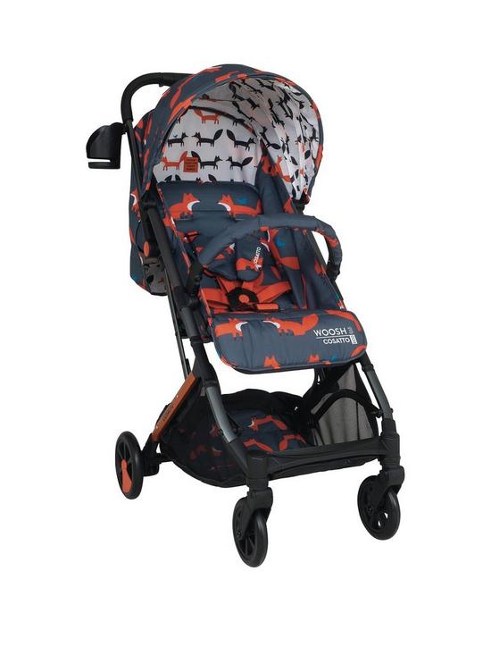front image of cosatto-woosh-3-pushchair-charcoal-mister-fox