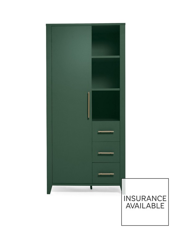 front image of mamas-papas-melfi-storage-wardrobe-green