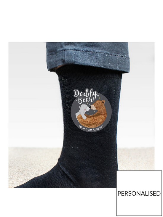front image of the-personalised-memento-company-personalised-daddy-bear-mens-socks