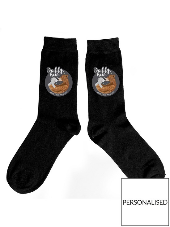 stillFront image of the-personalised-memento-company-personalised-daddy-bear-mens-socks