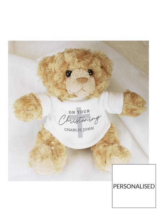 front image of the-personalised-memento-company-personalised-on-your-christening-teddy-bear