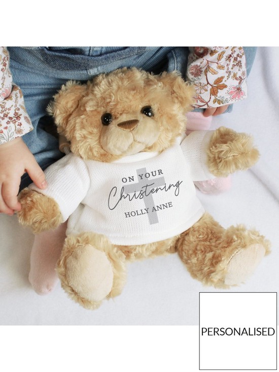 stillFront image of the-personalised-memento-company-personalised-on-your-christening-teddy-bear