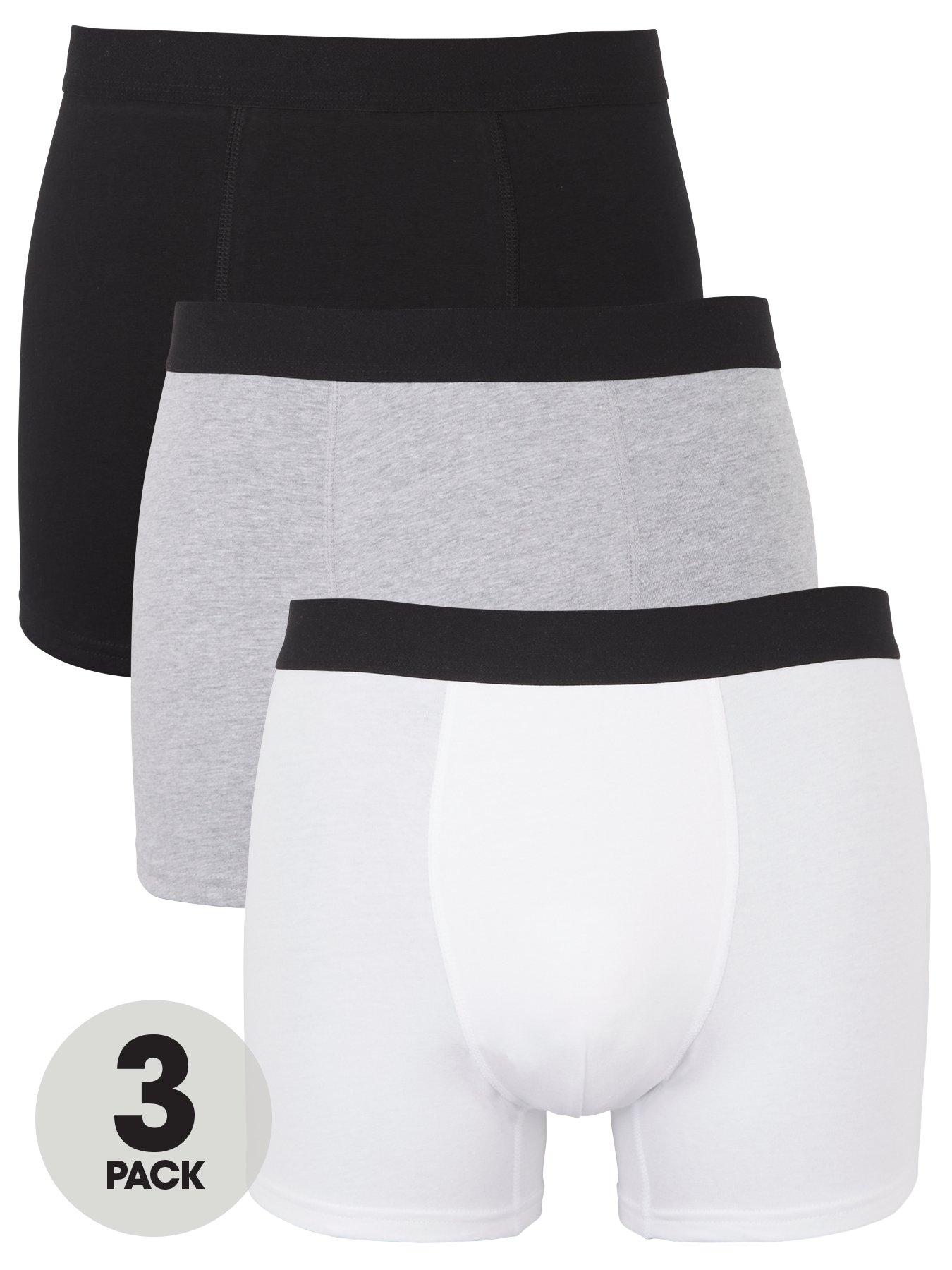 Image 1 of 2 of The Very Collection Mens 3 Pack Cotton-Rich Stretch Trunks - White/Grey/Black