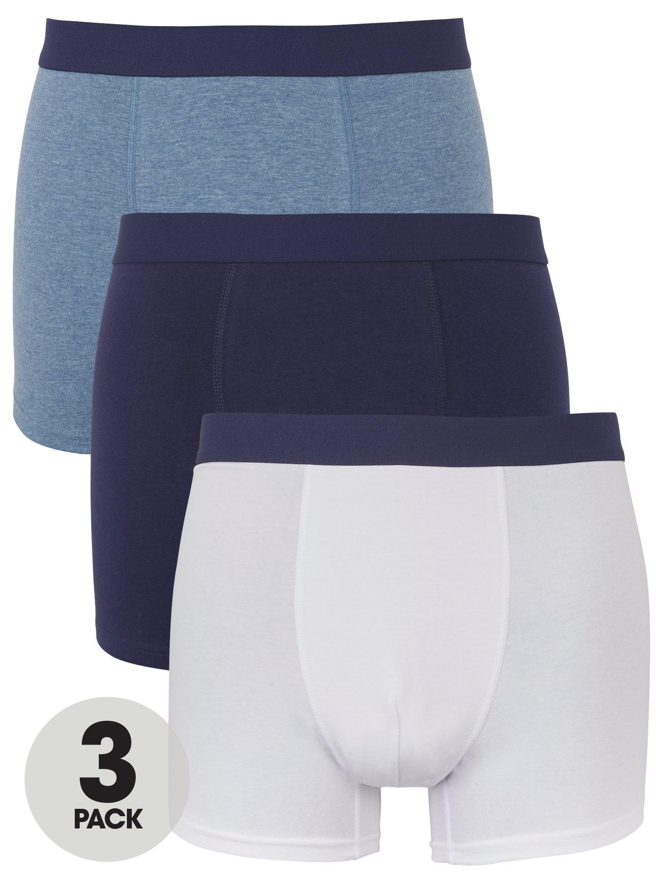Image 1 of 2 of The Very Collection Mens 3 Pack Cotton-Rich Stretch Trunks - White/Blue/Navy