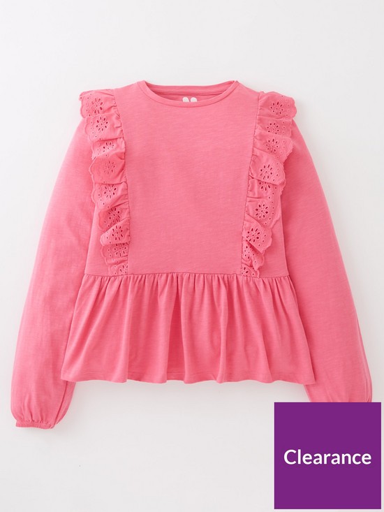 back image of v-by-very-girlsnbsplong-sleeve-broidery-tops-2-packnbsp--pinkblack