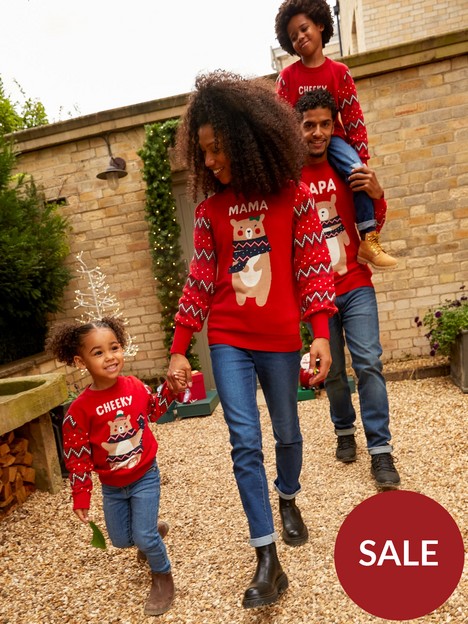 mini-v-by-very-unisex-kids-family-christmas-bear-jumper-red