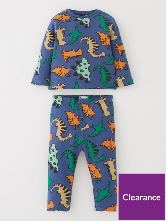 back image of mini-v-by-very-4-piecenbspbaby-boys-dinosaur-long-sleeve-t-shirt-and-bottoms-set-multi